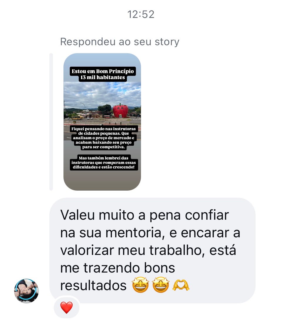 Depoimento de aluna 1 da Mentoria Expert em Coluna